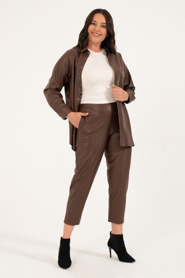 Faux Leather Belted Shirt Jacket - photo 1