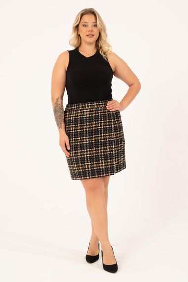 Lined Tweed Skirt with Elastic Waist - photo 2