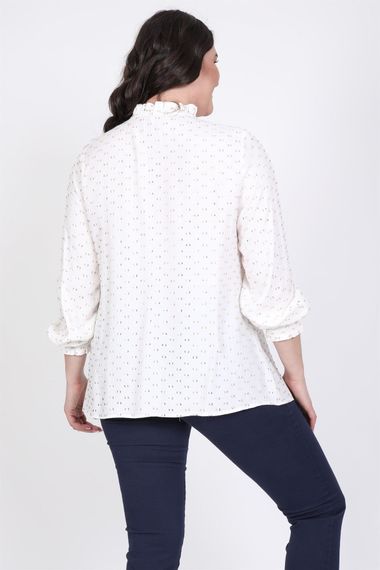 Glittery Long Sleeve Lace-Up Blouse - photo 3