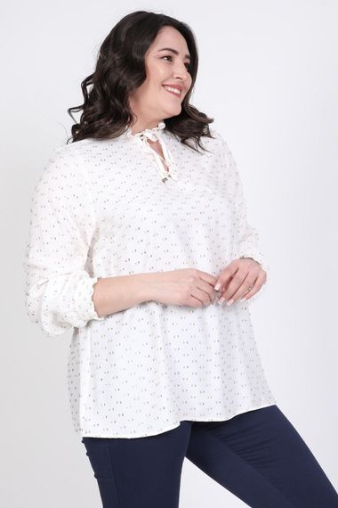 Glittery Long Sleeve Lace-Up Blouse - photo 2