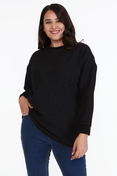 Jakarlı Bisiklet Yaka Sweatshirt - fotoğraf 3