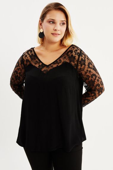 V-Neck Sleeves Lace Blouse - photo 3