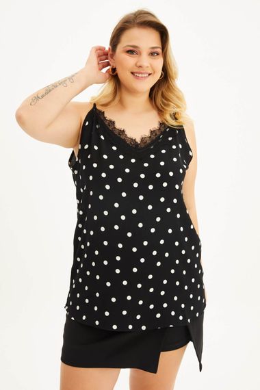 Lacy Rope Strap Polka Dot Blouse - photo 3