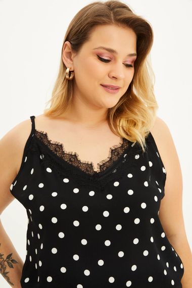 Lacy Rope Strap Polka Dot Blouse - photo 4