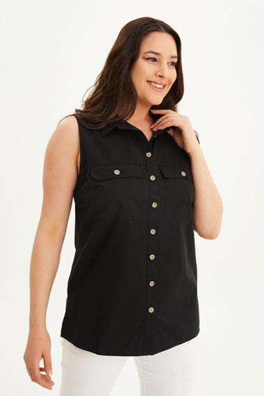 Cotton Sleeveless Shirt - photo 2