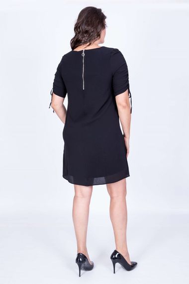Black Sleeves Pleated Lined Dress - photo 3