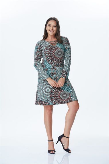 Knitted Dress with Crisscross Collar - photo 1