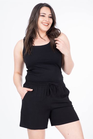 Beli Lastikli Arkası Cepli Şort - fotoğraf 1