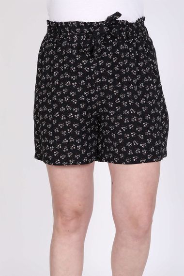 Шорты с обручем и поясом, цвет черный, размер 44-54, высокая посадка, легкая ткань, 100% вискоза, комфортная модель с цветочным рисунком - фото 2