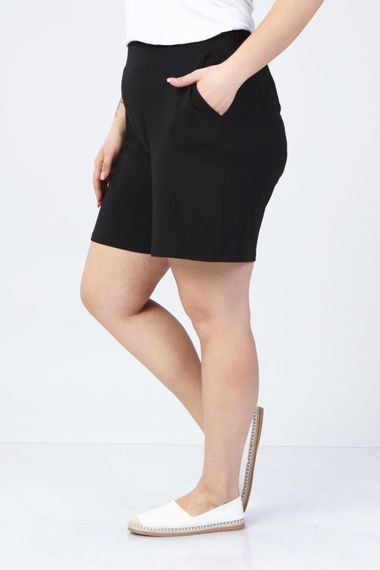 Шорти з еластичним поясом та кишенями, чорні, зручний крій, тонкий матеріал 96% віскоза, 4% еластан, розмір L, довжина 50 см - фото 4