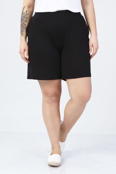 Шорти з еластичним поясом та кишенями, чорні, зручний крій, тонкий матеріал 96% віскоза, 4% еластан, розмір L, довжина 50 см - фото 3