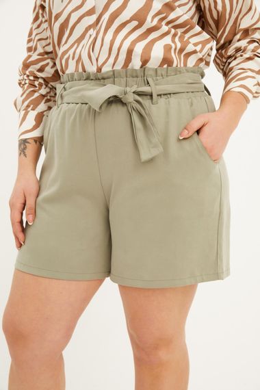 Beli Lastikli ve Kuşaklı Şort - fotoğraf 3