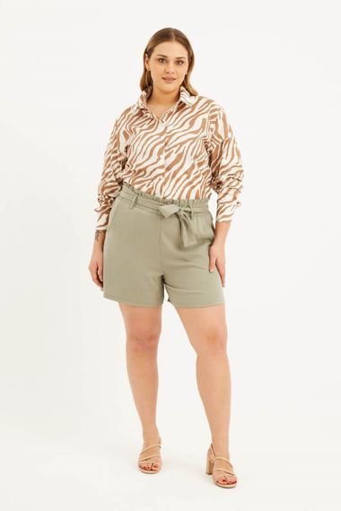 Beli Lastikli ve Kuşaklı Şort - fotoğraf 1