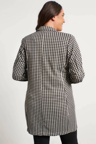 Жіночий в'язаний довгий жакет без підкладки, широкий фасон, V-подібний виріз, чорний, складається з 77% поліестеру, 20% віскози, 3% еластану - фото 5