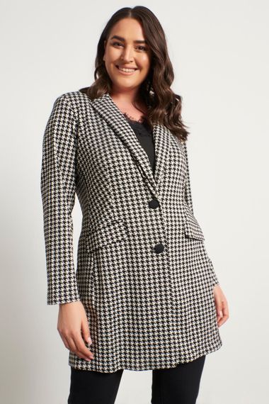 Жіночий в'язаний довгий жакет без підкладки, широкий фасон, V-подібний виріз, чорний, складається з 77% поліестеру, 20% віскози, 3% еластану - фото 3