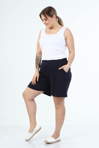 Beli Lastikli Cepli Penye Şort - fotoğraf 2