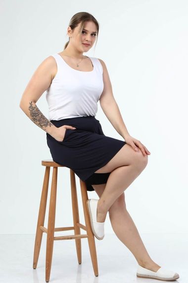 Beli Lastikli Cepli Penye Şort - fotoğraf 5