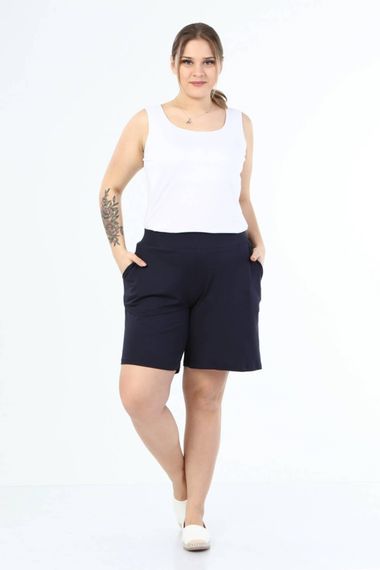 Beli Lastikli Cepli Penye Şort - fotoğraf 1