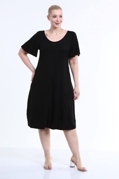 Платье с перекрестными полосками из трикотажа, большой размер, черный цвет, индекс комфорта и современный дизайн - фото 2