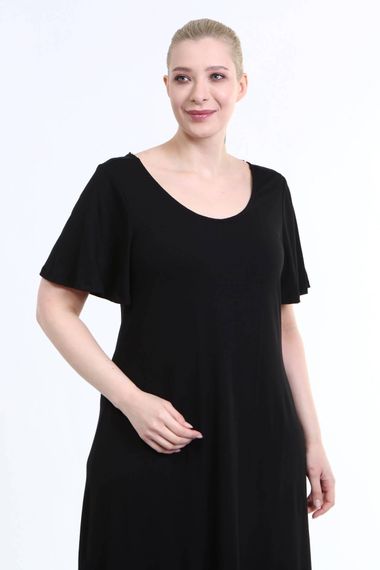 Платье с перекрестными полосками из трикотажа, большой размер, черный цвет, индекс комфорта и современный дизайн - фото 4