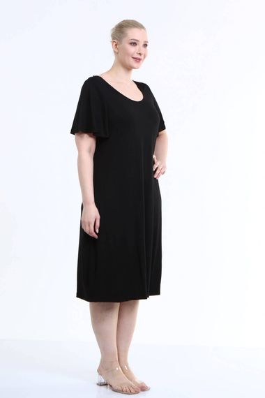 Платье с перекрестными полосками из трикотажа, большой размер, черный цвет, индекс комфорта и современный дизайн - фото 3