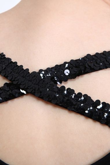 Платье с перекрестными полосками из трикотажа, большой размер, черный цвет, индекс комфорта и современный дизайн - фото 5