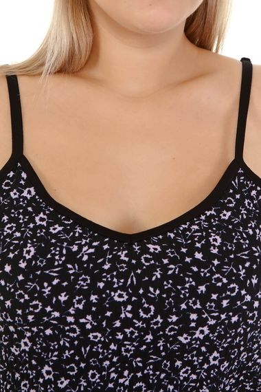 Сукня з отвором для плечей, великий розмір, V-подібний виріз, квітковий візерунок, середня товщина, 97% поліестер, 3% еластан - фото 5