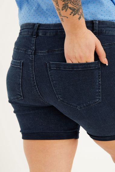 Paçası Katlı Denim Şort - fotoğraf 4