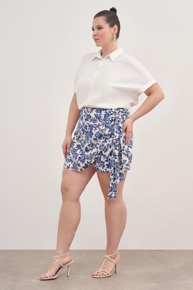 تنورة قصيرة مزودة بحزام، كبيرة الحجم، تصميم عصري، قماش خفيف 100% فيسكون، مناسبة لفصل الصيف، تناسب القياسات 40-54 - صورة 4