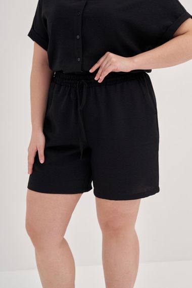 بيلي شورت بخصر مرن جيب بحجم كبير باللون الأسود - صورة 3