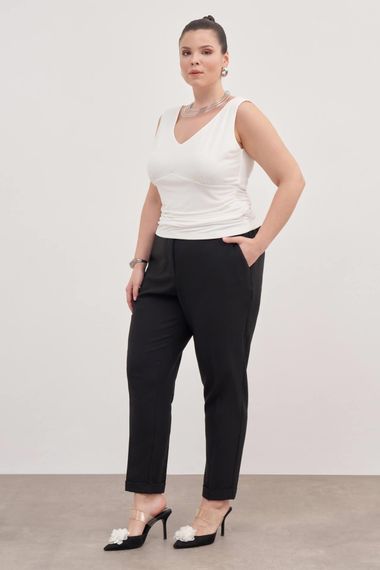 Блузка з драпіровкою, великий розмір, біла, розміри: M, L, XL, XXL, 3XL - фото 4