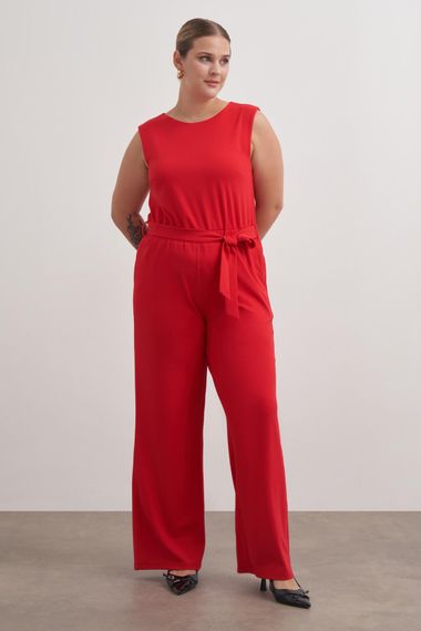 Теплий однотонний комбінезон з кишенями, великий розмір, велосипедний виріз, середня товщина, тканина: 95% поліестер, 5% еластан - фото 4