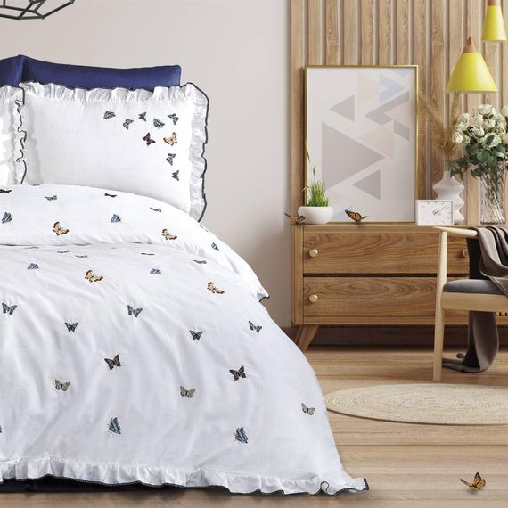 Laura Butterfly Embroidered Double Duvet Cover Set - photo 2