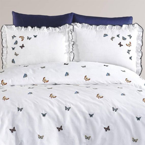 Laura Butterfly Embroidered Double Duvet Cover Set - photo 3