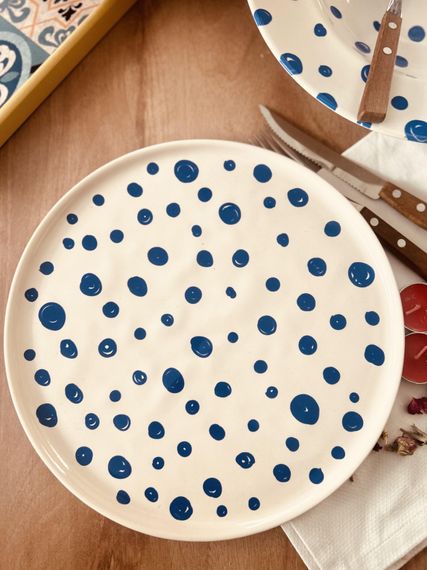 Blue Dot 28 cm Ceramic Serving Plate