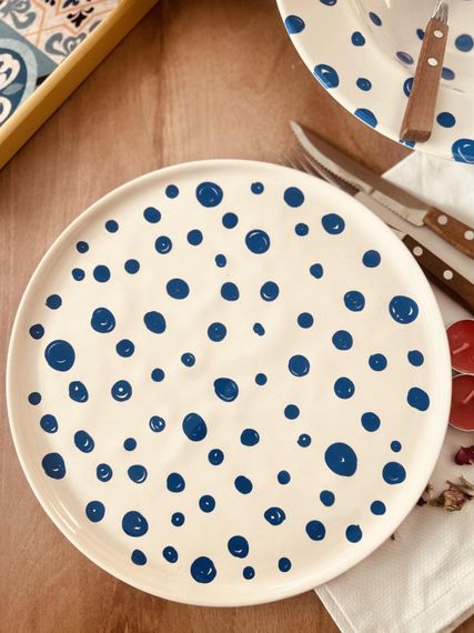 Blue Dot 28 cm Ceramic Serving Plate
