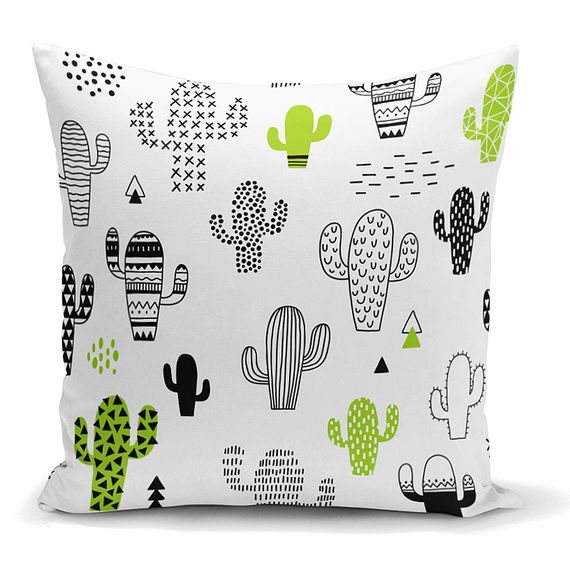 M'art Home Tropic Throw Pillow Cover- White/Green