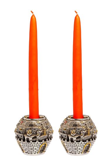 M'art Home Orange 2-Set Candlestick Candle