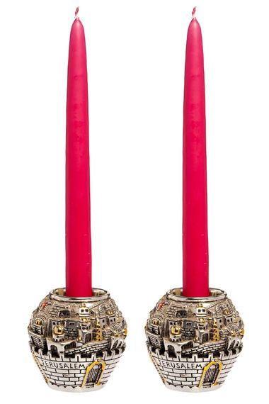 M'art Home Fuchsia 2-Set Candlestick Candle