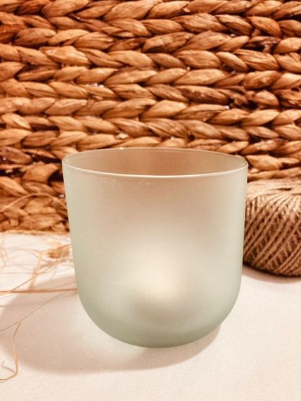 Soft Glass Mint Candle Holder - 8.5* 8.5