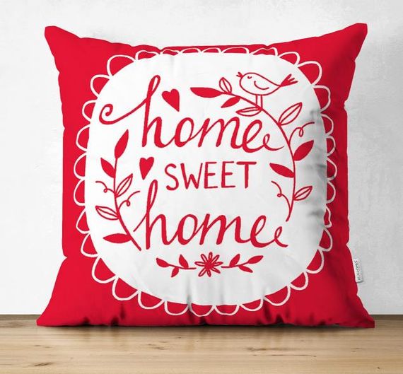 غطاء وسادة من M'art Home Sweet Home Barbara أحمر