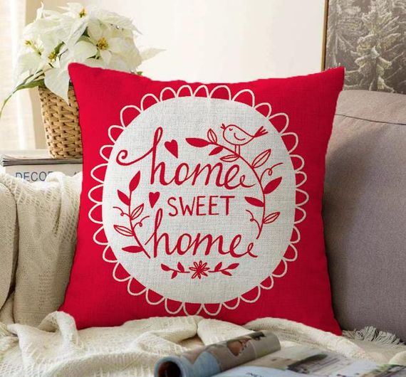 Наволочка для подушки M'art Home Sweet Home Barbara 40 x 40 см, червона