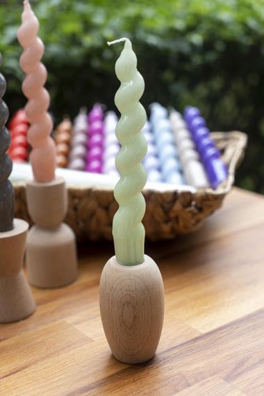 M'art Home Spiral Light Green Candlestick Candle