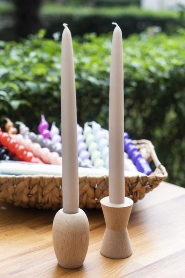 M'art Home Beige Double Candlestick Candle