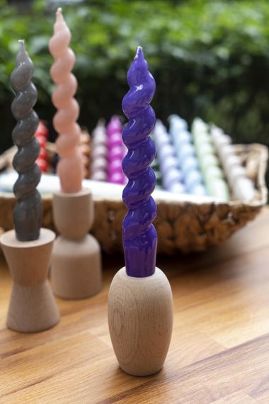 M'art Home Spiral Purple Candlestick Candle