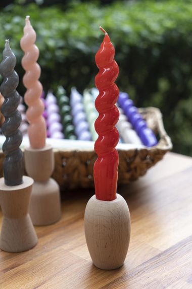 M'art Home Spiral Red Candlestick Candle