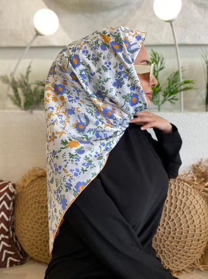 ÇİÇEKLİ EŞARP MOR BEYAZ