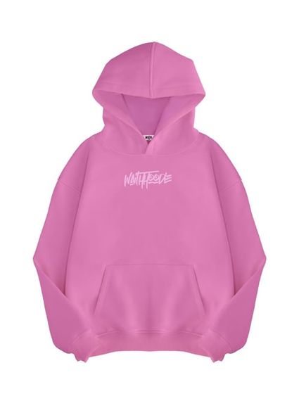 Унисекс худи Keep İt Real розового цвета, 100% хлопок, oversize, с капюшоном, низкий рукав, трехниточный теплый материал - фото 2