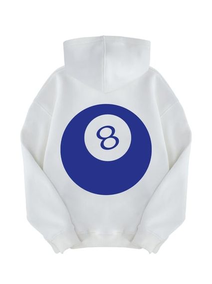 Unisex 8 Ball Sweatshirt Hoodie Beyaz - fotoğraf 1