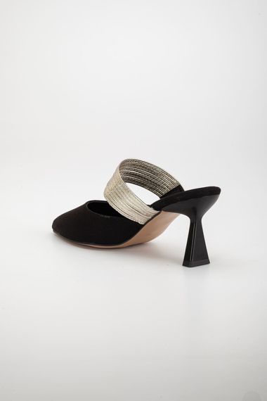 Женские черные замшевые туфли на каблуке - фото 5